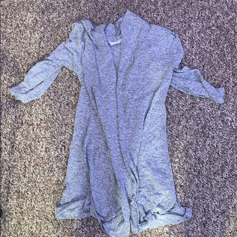 gray short sleeve cardigan